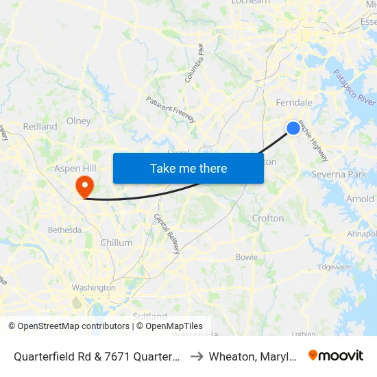 Quarterfield Rd & 7671 Quarterfield to Wheaton, Maryland map
