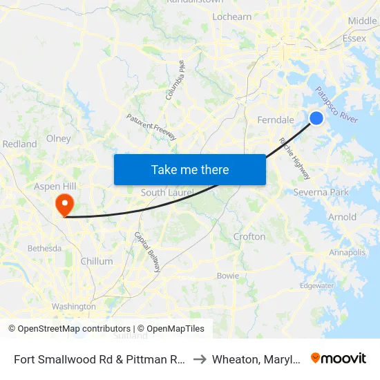 Fort Smallwood Rd & Pittman Rd Sb to Wheaton, Maryland map