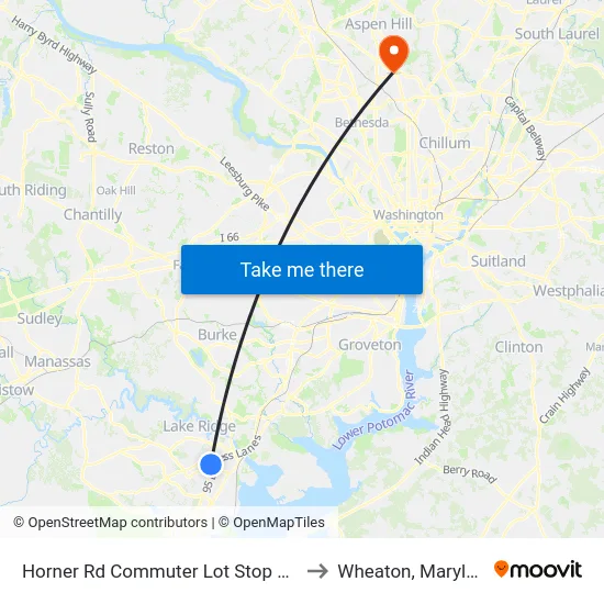 Horner Rd Commuter Lot Stop 2 AM to Wheaton, Maryland map