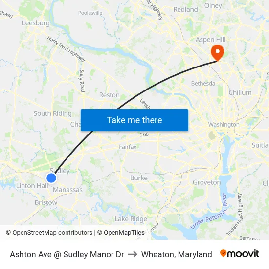 Ashton Ave @ Sudley Manor Dr to Wheaton, Maryland map
