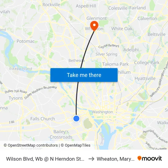 Wilson Blvd, Wb @ N Herndon Street, Ns to Wheaton, Maryland map