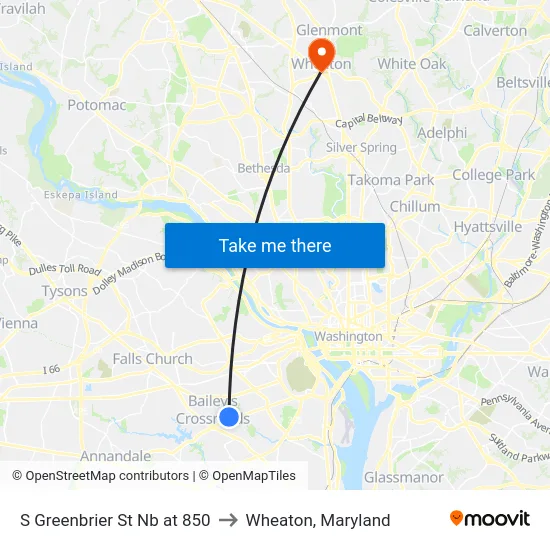 S Greenbrier St Nb at 850 to Wheaton, Maryland map