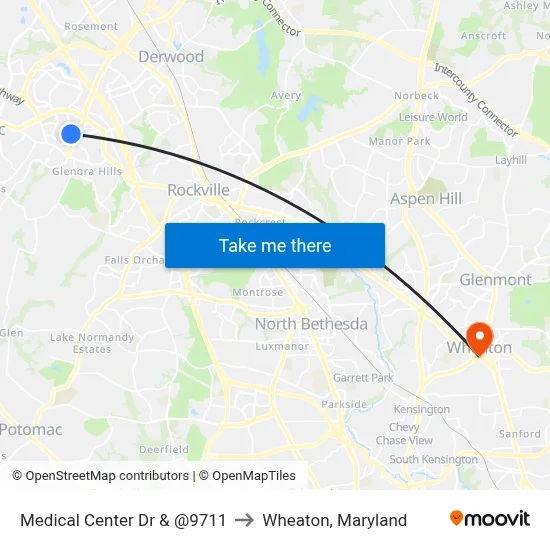 Medical Center Dr & @9711 to Wheaton, Maryland map