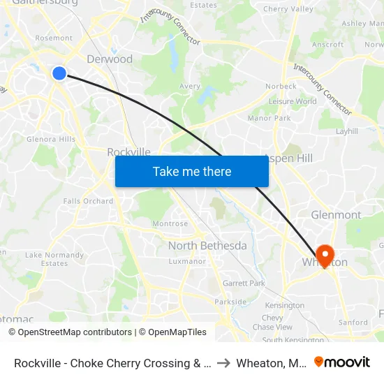 Rockville - Choke Cherry Crossing   & Choke Cherry Rd to Wheaton, Maryland map