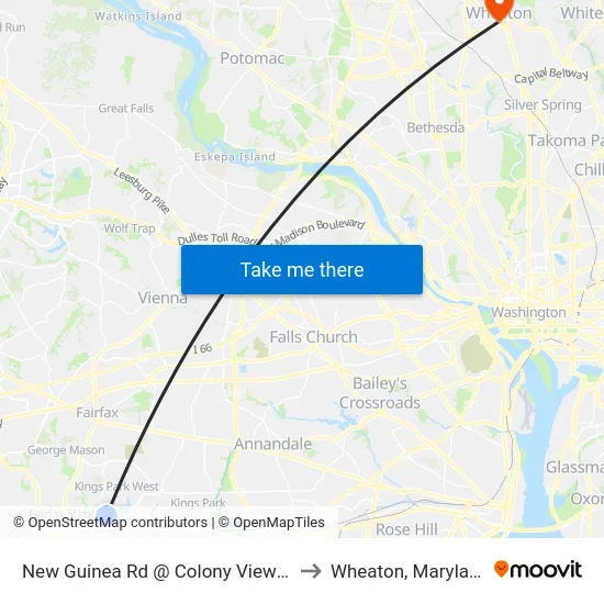 New Guinea Rd @ Colony View Dr to Wheaton, Maryland map