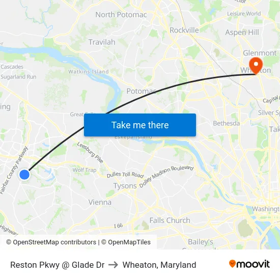 Reston Pkwy @ Glade Dr to Wheaton, Maryland map