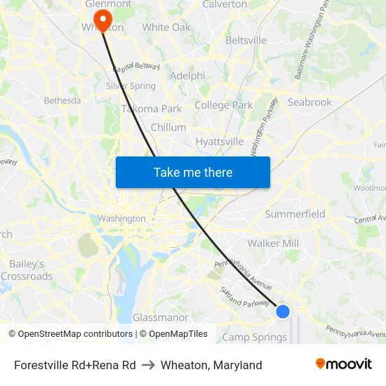 Forestville Rd+Rena Rd to Wheaton, Maryland map