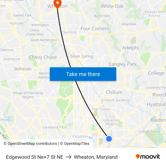 Edgewood St Ne+7 St NE to Wheaton, Maryland map