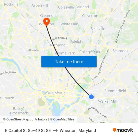E Capitol St Se+49 St SE to Wheaton, Maryland map