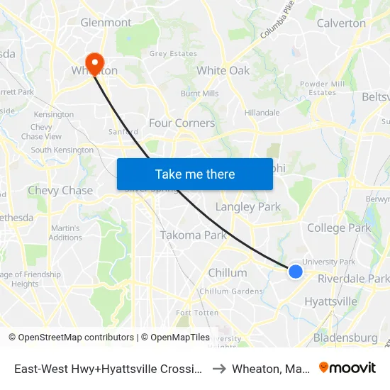 East-West Hwy+Hyattsville Crossing Entrance to Wheaton, Maryland map