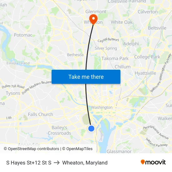 S Hayes St+12 St S to Wheaton, Maryland map