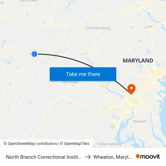 North Branch Correctional Institution to Wheaton, Maryland map