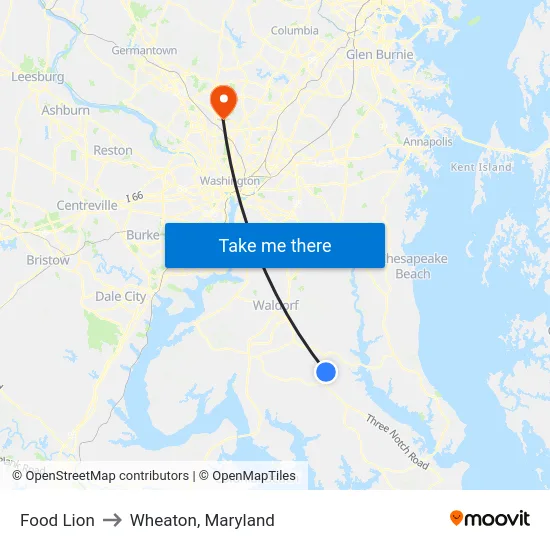 Food Lion to Wheaton, Maryland map