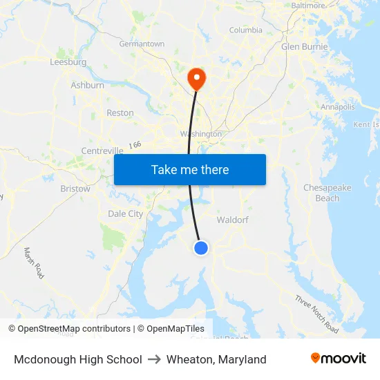 Mcdonough High School to Wheaton, Maryland map