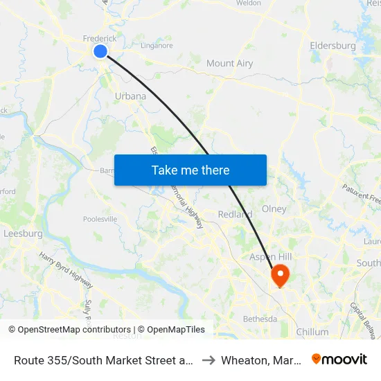 Route 355/South Market Street at Noland to Wheaton, Maryland map