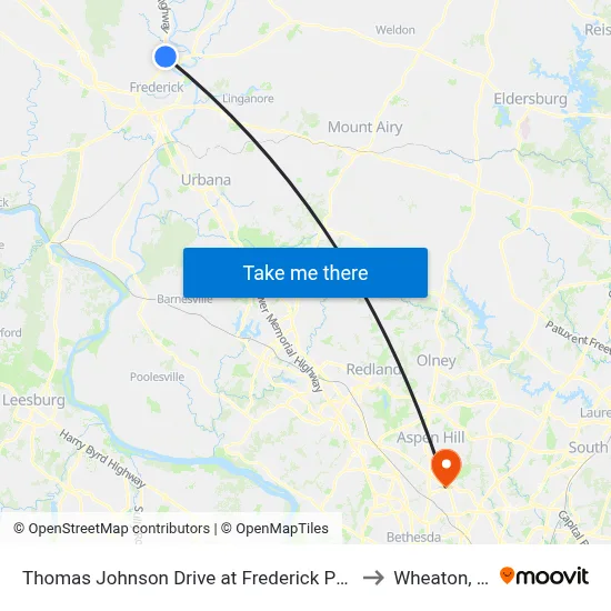 Thomas Johnson Drive at Frederick Professional Group (61 Tj Dr.) to Wheaton, Maryland map