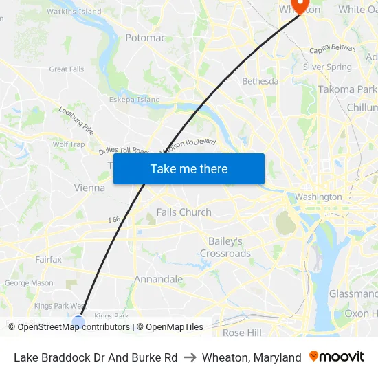 Lake Braddock Dr And Burke Rd to Wheaton, Maryland map