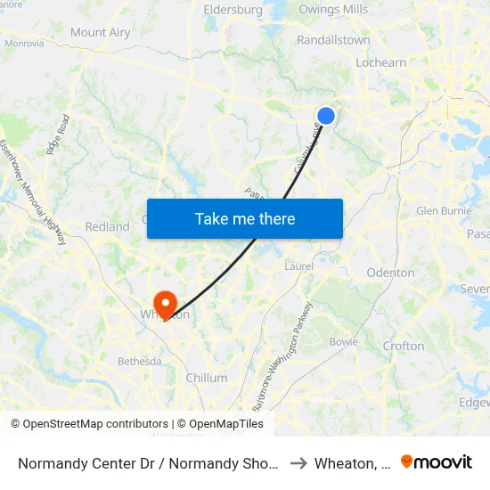 Normandy Center Dr / Normandy Shopping Center (Northbound) to Wheaton, Maryland map