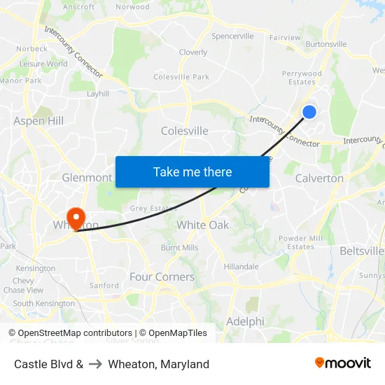 Castle Blvd  & to Wheaton, Maryland map