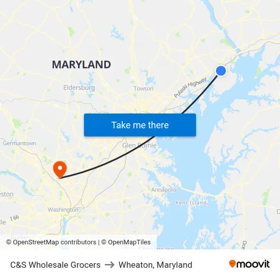 C&S Wholesale Grocers to Wheaton, Maryland map