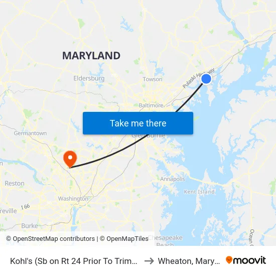 Kohl's (Sb on Rt 24 Prior To Trimble Rd) to Wheaton, Maryland map