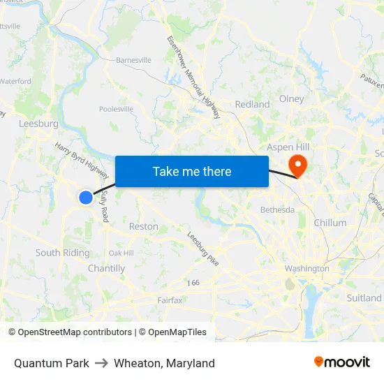Quantum Park to Wheaton, Maryland map