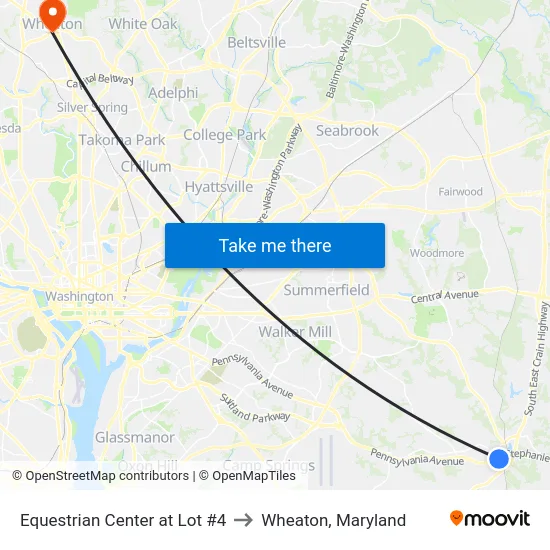 Equestrian Center at Lot #4 to Wheaton, Maryland map