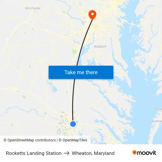 Rocketts Landing Station to Wheaton, Maryland map
