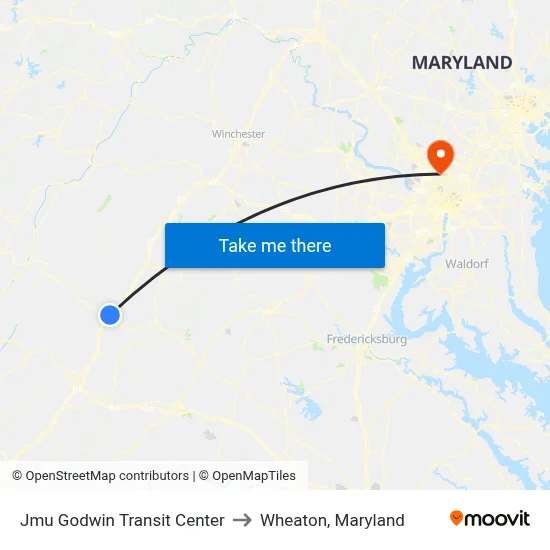 Jmu Godwin Transit Center to Wheaton, Maryland map