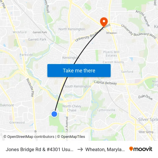 Jones Bridge Rd & #4301 Usuhs to Wheaton, Maryland map