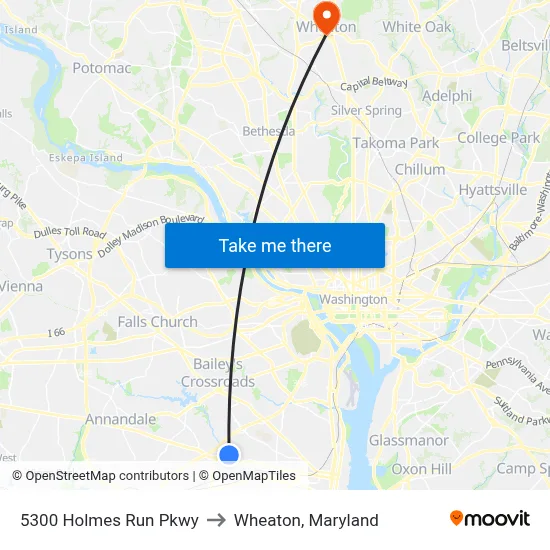 5300 Holmes Run Pkwy to Wheaton, Maryland map