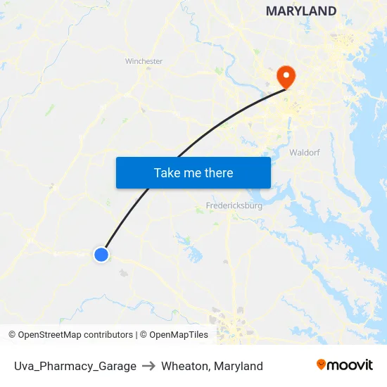 Uva_Pharmacy_Garage to Wheaton, Maryland map