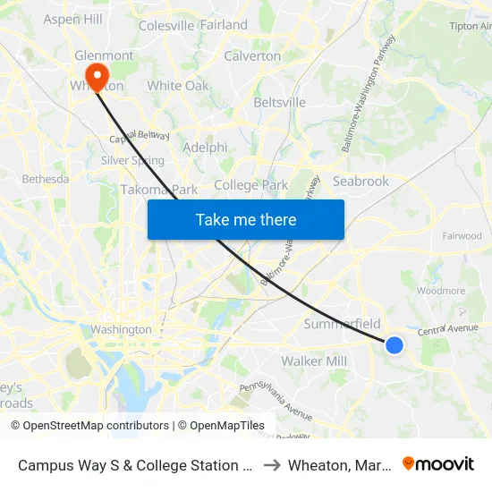 Campus Way S & College Station Dr (Pgcc) to Wheaton, Maryland map