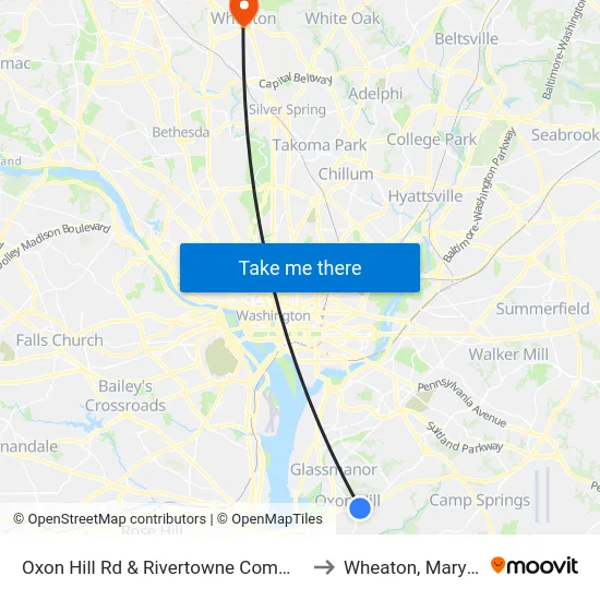Oxon Hill Rd & Rivertowne Commons M to Wheaton, Maryland map