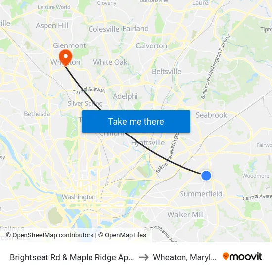 Brightseat Rd & Maple Ridge Apts #2 to Wheaton, Maryland map