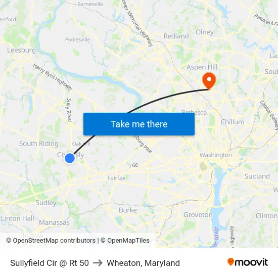 Sullyfield Cir @ Rt 50 to Wheaton, Maryland map