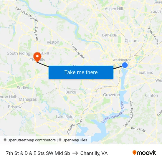 7th St & D & E Sts SW Mid Sb to Chantilly, VA map