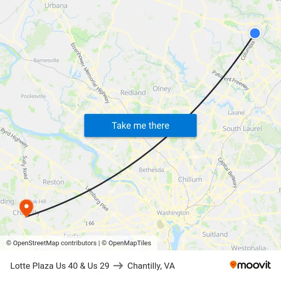 Lotte Plaza Us 40 & Us 29 to Chantilly, VA map