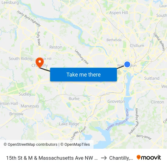 15th St & M & Massachusetts Ave NW Mid Nb to Chantilly, VA map