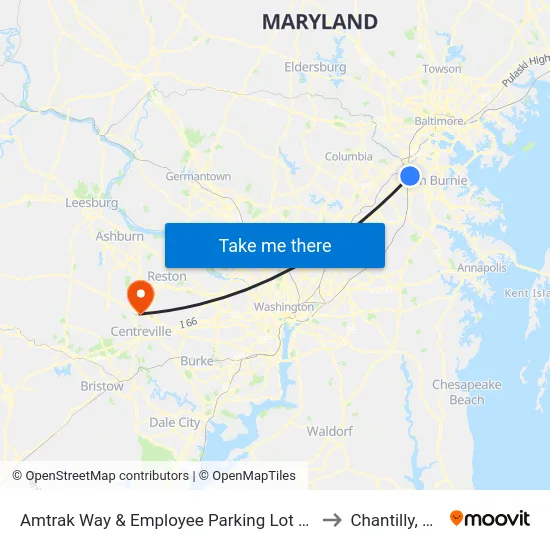 Amtrak Way & Employee Parking Lot Nb to Chantilly, VA map