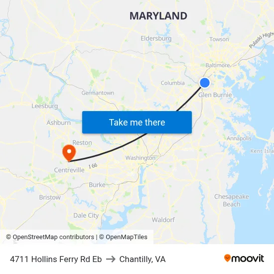 4711 Hollins Ferry Rd Eb to Chantilly, VA map
