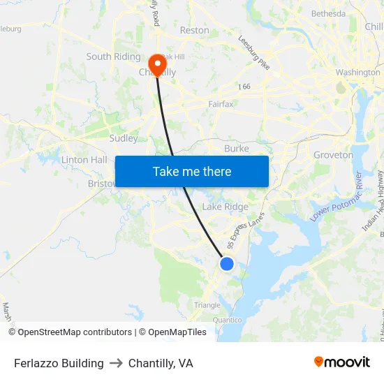 Ferlazzo Building to Chantilly, VA map