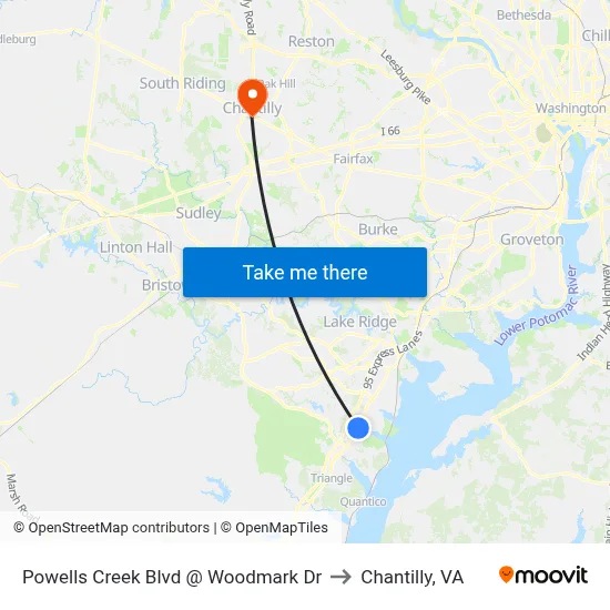 Powells Creek Blvd @ Woodmark Dr to Chantilly, VA map