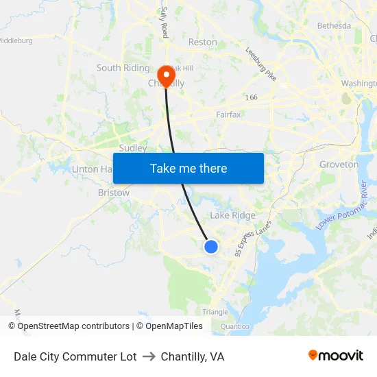 Dale City Commuter Lot to Chantilly, VA map