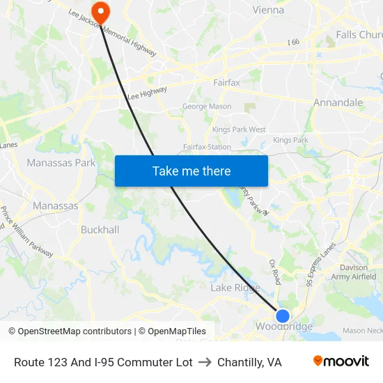 Route 123 And I-95  Commuter Lot to Chantilly, VA map