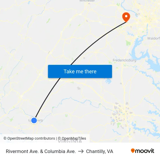 Rivermont Ave. & Columbia Ave. to Chantilly, VA map