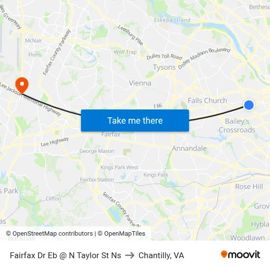 Fairfax Dr Eb @ N Taylor St Ns to Chantilly, VA map