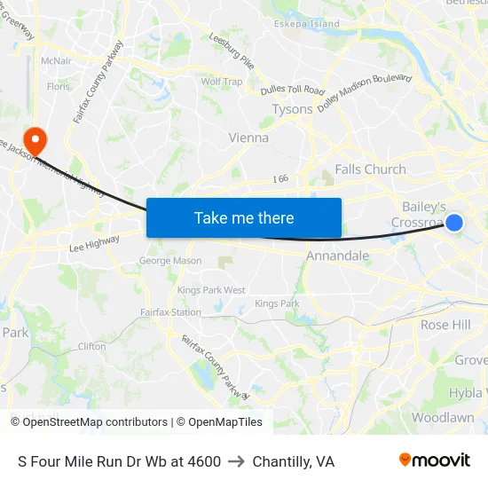 S Four Mile Run Dr Wb at 4600 to Chantilly, VA map
