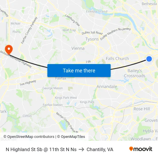 N Highland St Sb @ 11th St N Ns to Chantilly, VA map