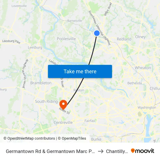 Germantown Rd & Germantown Marc Park & Ride to Chantilly, VA map